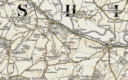 Old map of Harnage in 1902