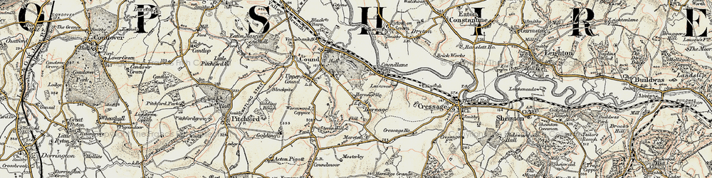 Old map of Harnage in 1902