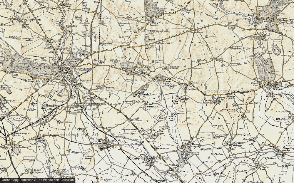 Old Map of Harnhill, 1898-1899 in 1898-1899