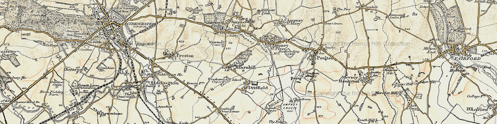 Old map of Harnhill in 1898-1899