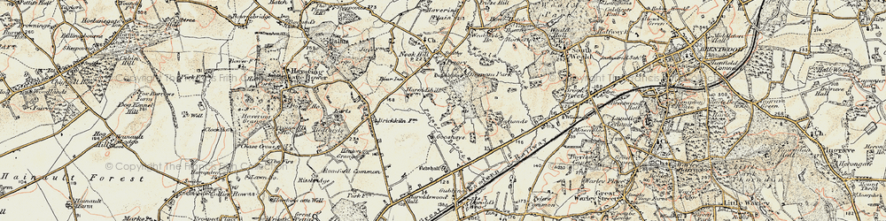 Old map of Harold Hill in 1898