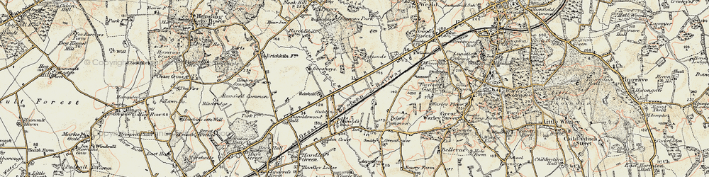 Old map of Tylers Common in 1898