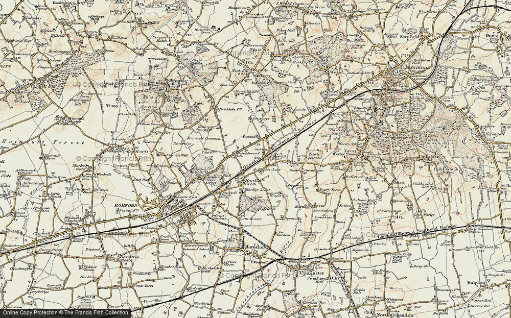 Old Map of Harold Wood, 1898 in 1898