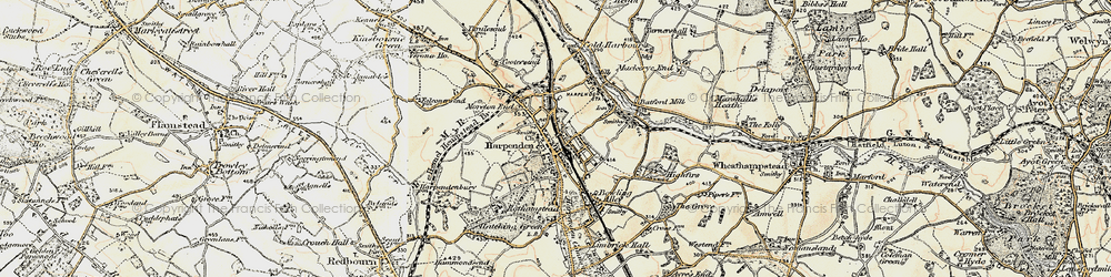Old map of Harpenden in 1898-1899