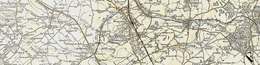 Old map of Harpenden Common in 1898