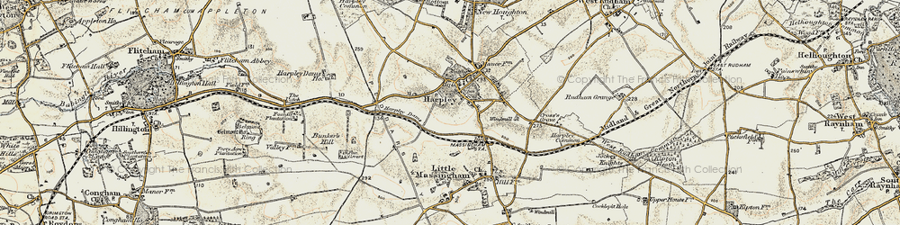Old map of Harpley in 1901-1902