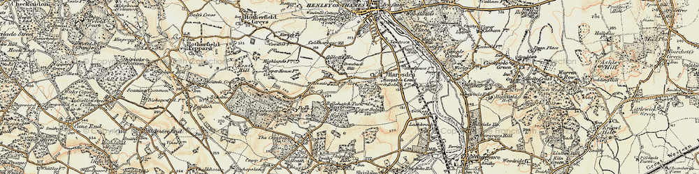 Old map of Harpsden Bottom in 1897-1909
