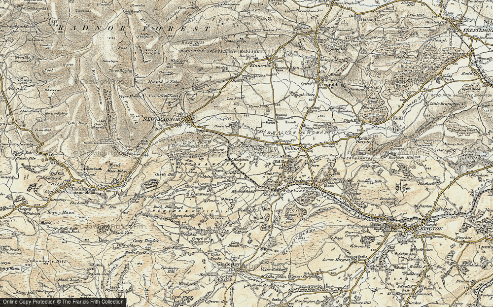 Old Map of Historic Map covering Harpton Court in 1900-1903