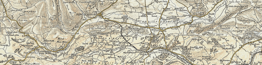 Old map of Harpton in 1900-1903