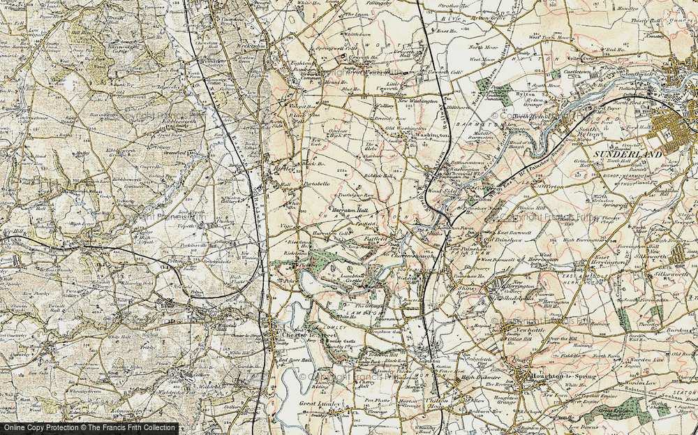 Old Map of Harraton, 1901-1904 in 1901-1904