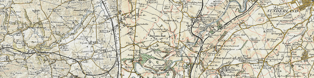 Old map of Harraton in 1901-1904