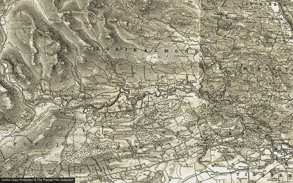 Old Map of Harrietfield, 1907-1908 in 1907-1908