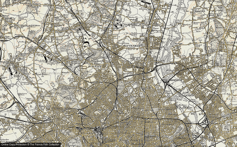 Old Map of Historic Map covering Finsbury Park in 1897-1898