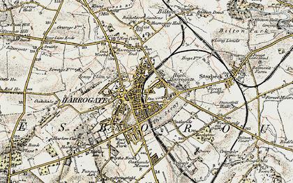 Old map of Harrogate in 1903-1904