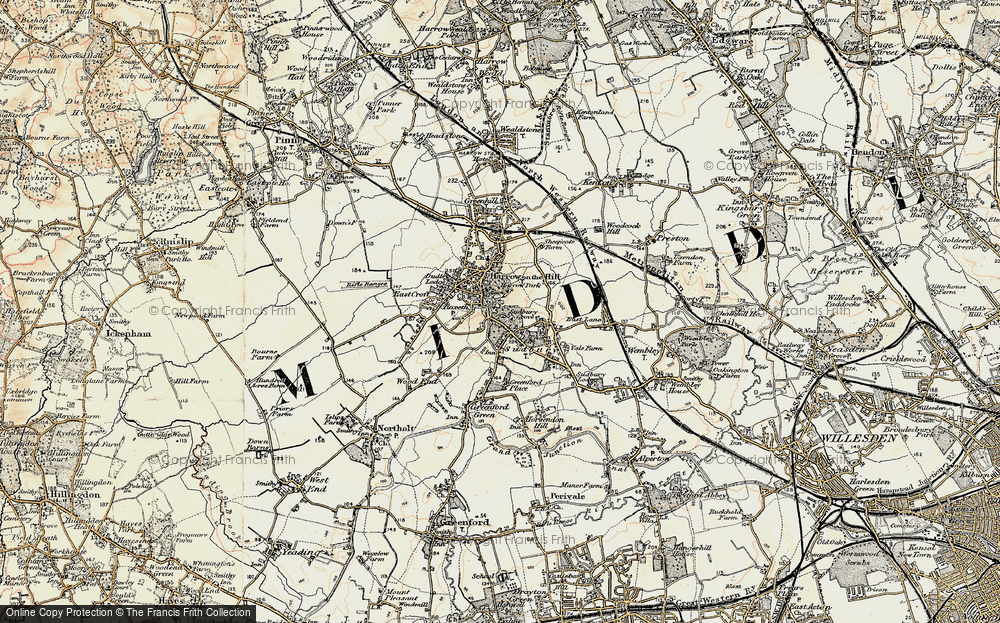 Old Map of Harrow on the Hill, 1897-1898 in 1897-1898