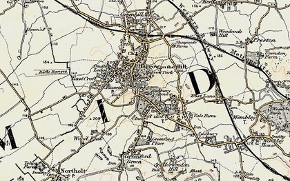 Old map of Harrow on the Hill in 1897-1898