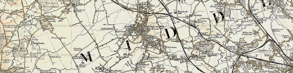 Old map of Harrow on the Hill in 1897-1898