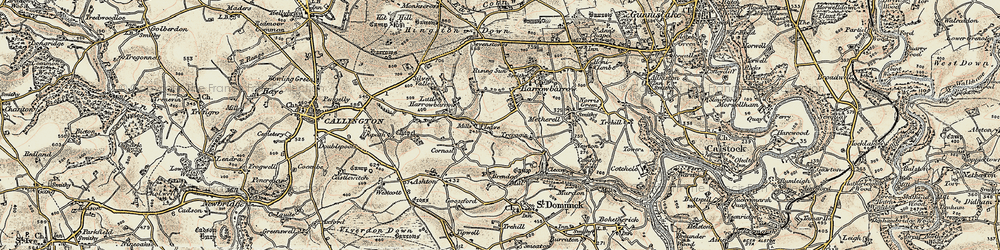 Old map of Harrowbarrow in 1899-1900