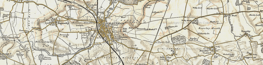 Old map of Harrowby in 1902-1903