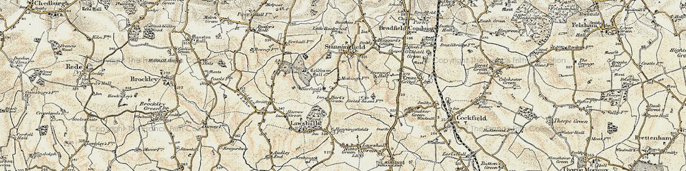 Old map of Hart's Green in 1899-1901