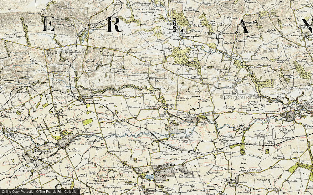 Old Map of Historic Map covering Needless Hall Moor in 1901-1903