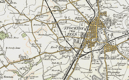 Old map of Hartburn in 1903-1904