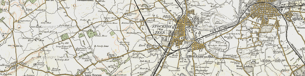 Old map of Hartburn in 1903-1904