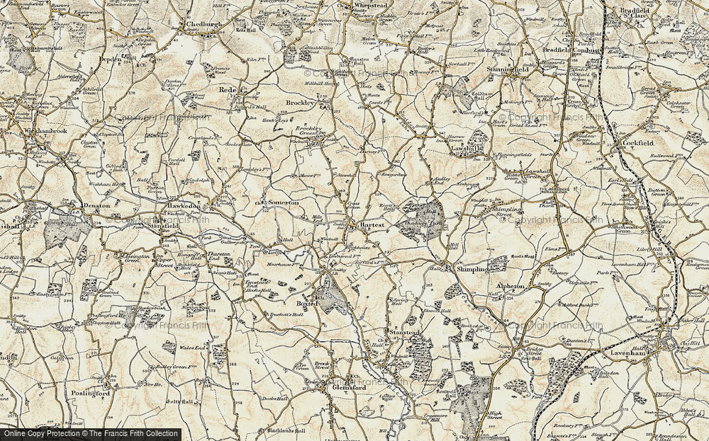 Old Map of Hartest, 1899-1901 in 1899-1901