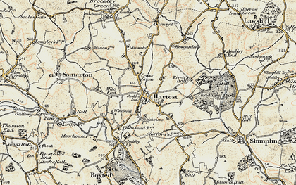 Old map of Hartest Hill in 1899-1901