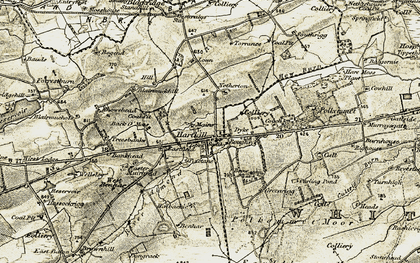 Old map of Harthill in 1904-1905