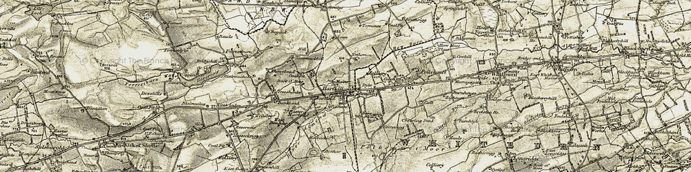 Old map of Harthill in 1904-1905