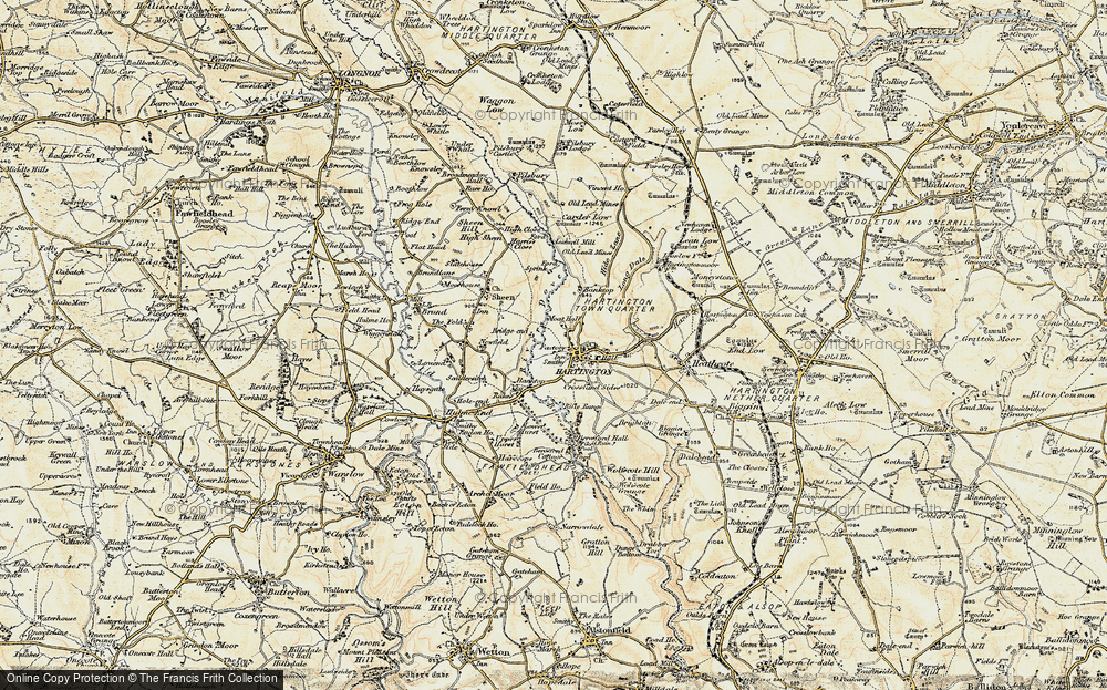 Old Map of Historic Map covering Beresford Dale in 1902-1903