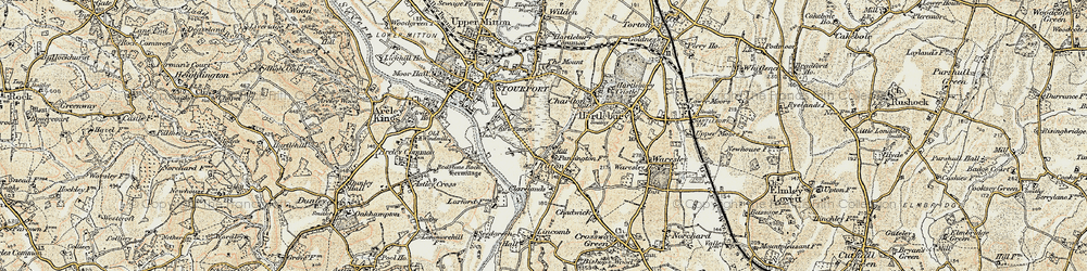 Old map of Hartlebury Common in 1901-1902