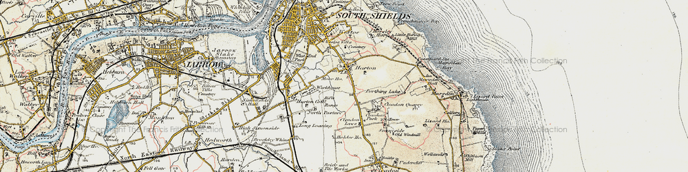 Old map of Harton in 1901-1904