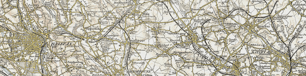 Old map of Hartshead Moor Top in 1903