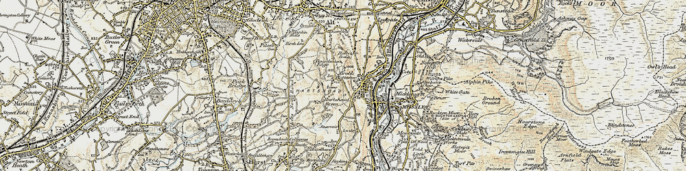 Old map of Hartshead Pike in 1903