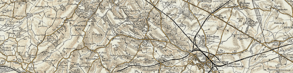 Old map of Hartshill in 1901-1902