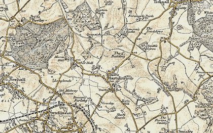 Old map of Hartshorne in 1902-1903
