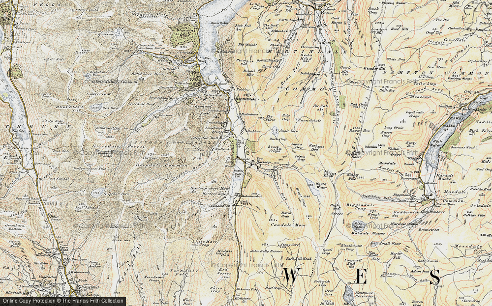 Old Map of Historic Map covering Lingy Crag in 1904