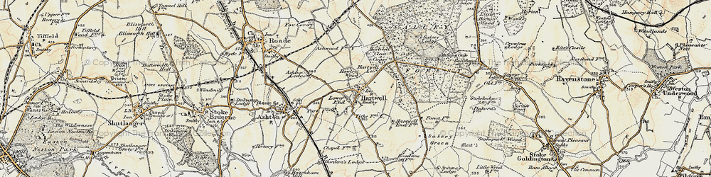 Old map of Hartwell in 1898-1901