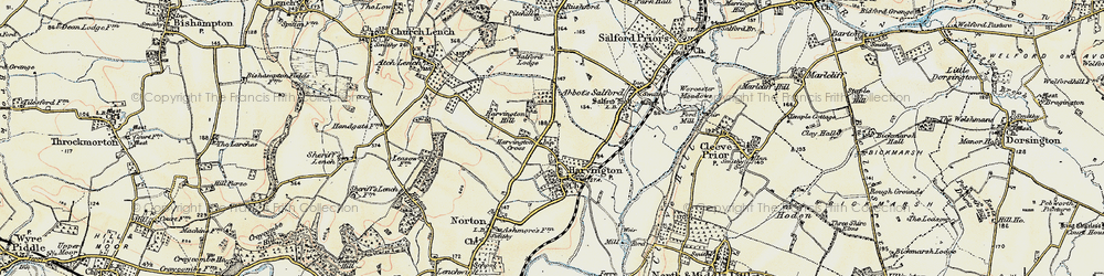 Old map of Harvington in 1899-1901