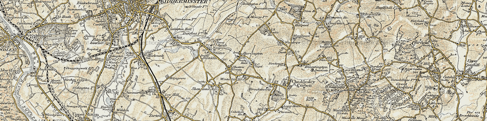 Old map of Harvington in 1901-1902