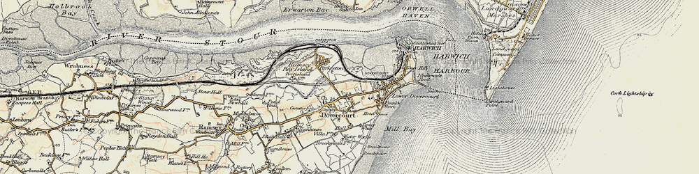 Old map of Harwich in 1898-1899