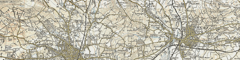 Old map of Harwood in 1903