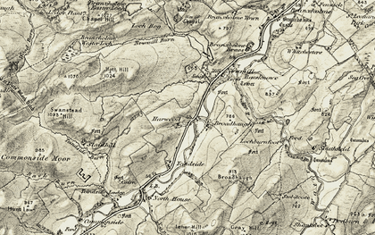 Old map of Harwood on Teviot in 1901-1904