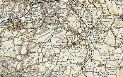 Old map of Hasbury in 1901-1902