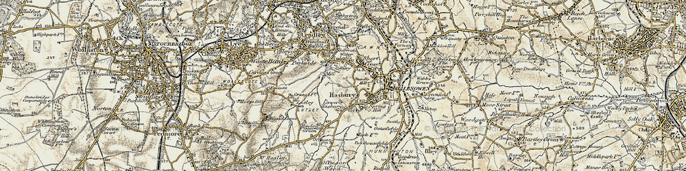 Old map of Hasbury in 1901-1902
