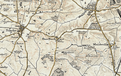 Old map of Haselbech in 1901-1902