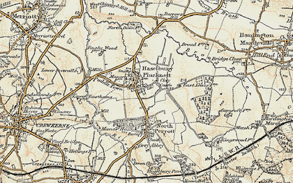 Old map of Haselbury Plucknett in 1898-1899
