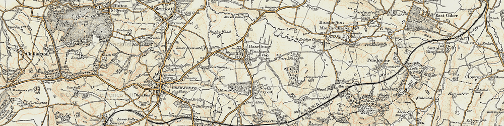 Old map of Haselbury Plucknett in 1898-1899